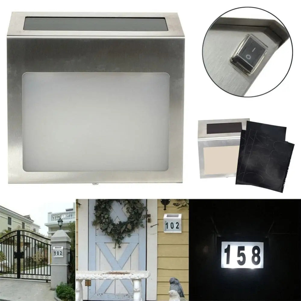 Smart Addresses GloSolar: LED Solar Lit Doorplate Number Solar Wall Plaque