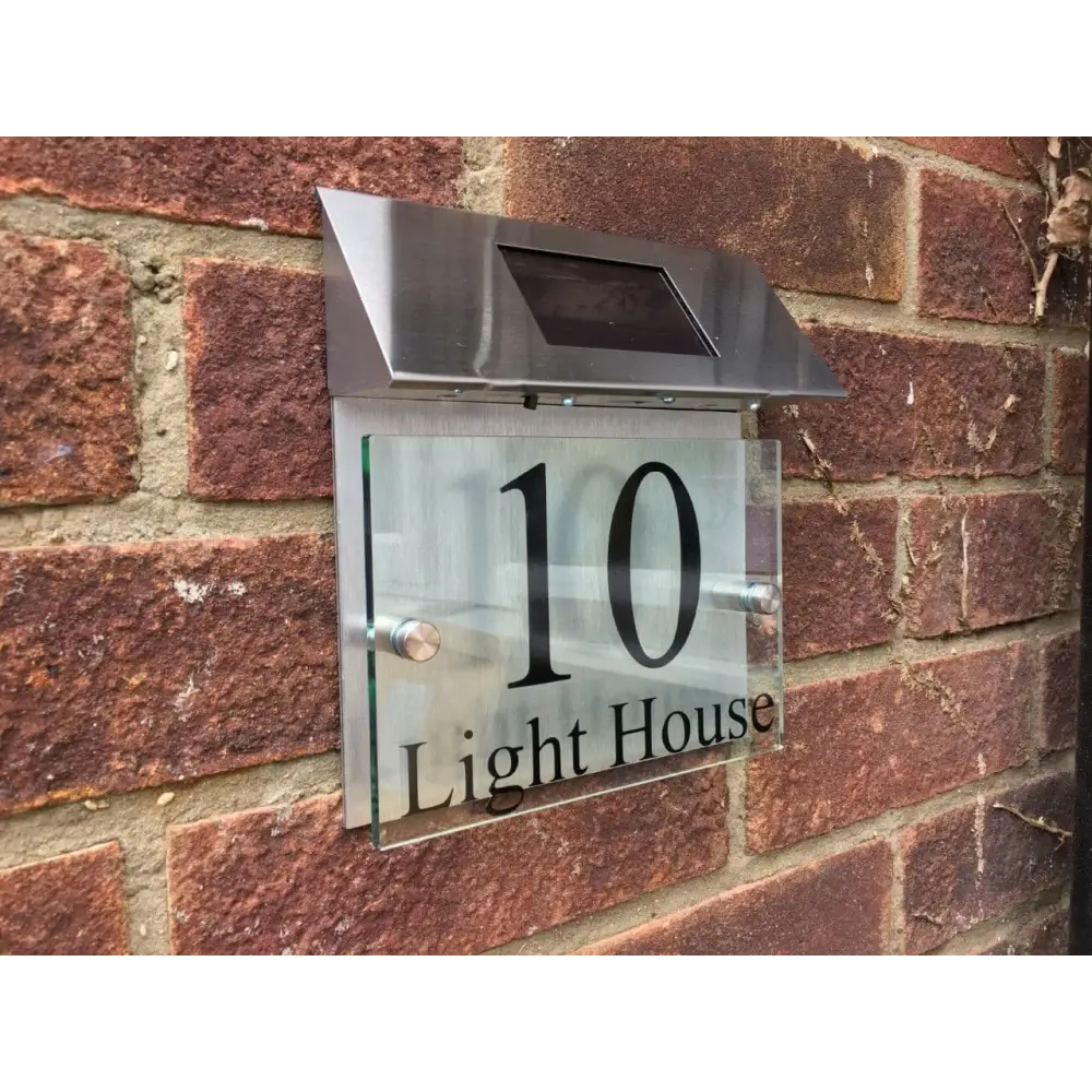 Smart Addresses SolaraGlass: Modern Solar Address House Plaque Sign Address Numbers