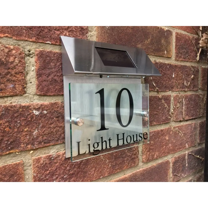 Smart Addresses SolaraGlass: Modern Solar Address House Plaque Sign Address Numbers